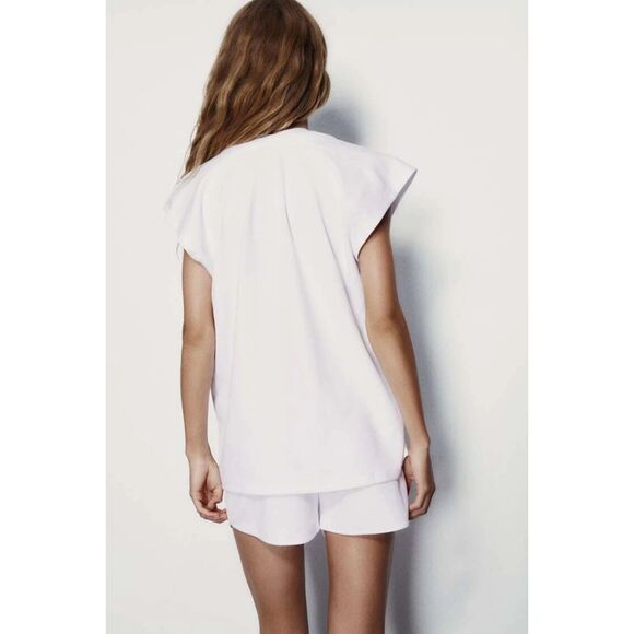 White Zara Deep V-Neck Sleeveless Pullover Top (NWT) - Picture 6 of 11